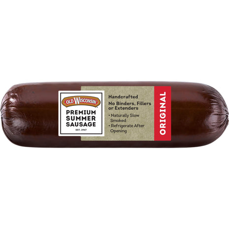 Old Wisconsin Premium Summer Sausage, 100% Natural Meat, Charcuterie, Ready to Eat, High Protein, Low Carb, Keto, Gluten Free, Original Flavor, 8 Ounce