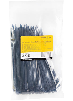 Startech CBMZT4BK 4 Cable Nylon Plastic Zip Tie, Black - Small - Pack of 1000