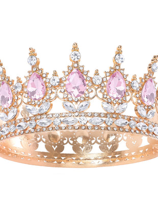 Feltent Pink Queen Crown for Women Crystal Tiara for Girl Rhinestone Wedding Headband for Bride Hair Accessories for Costume Birthday Party Prom Gifts