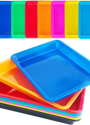 10 Pack Plastic Art Trays: 8 Color Sensory Trays for Kids Crafts & DIY Projects