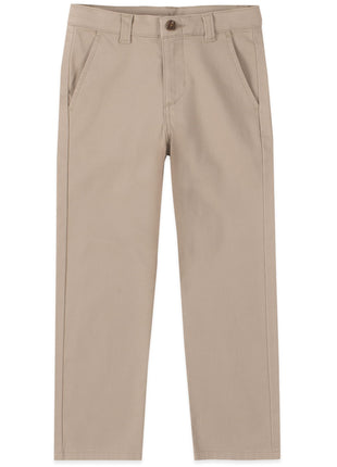 IZOD Big Boys School Uniform Flat Front Twill Pants, Khaki, 16