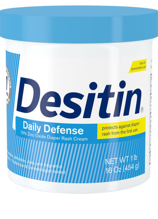 Desitin Daily Defense Baby Diaper Rash Cream with 13% Zinc Oxide, Barrier Cream to Treat, Relieve & Prevent Diaper Rash, Hypoallergenic, Dye-, Phthalate- & Paraben-Free, 16 oz