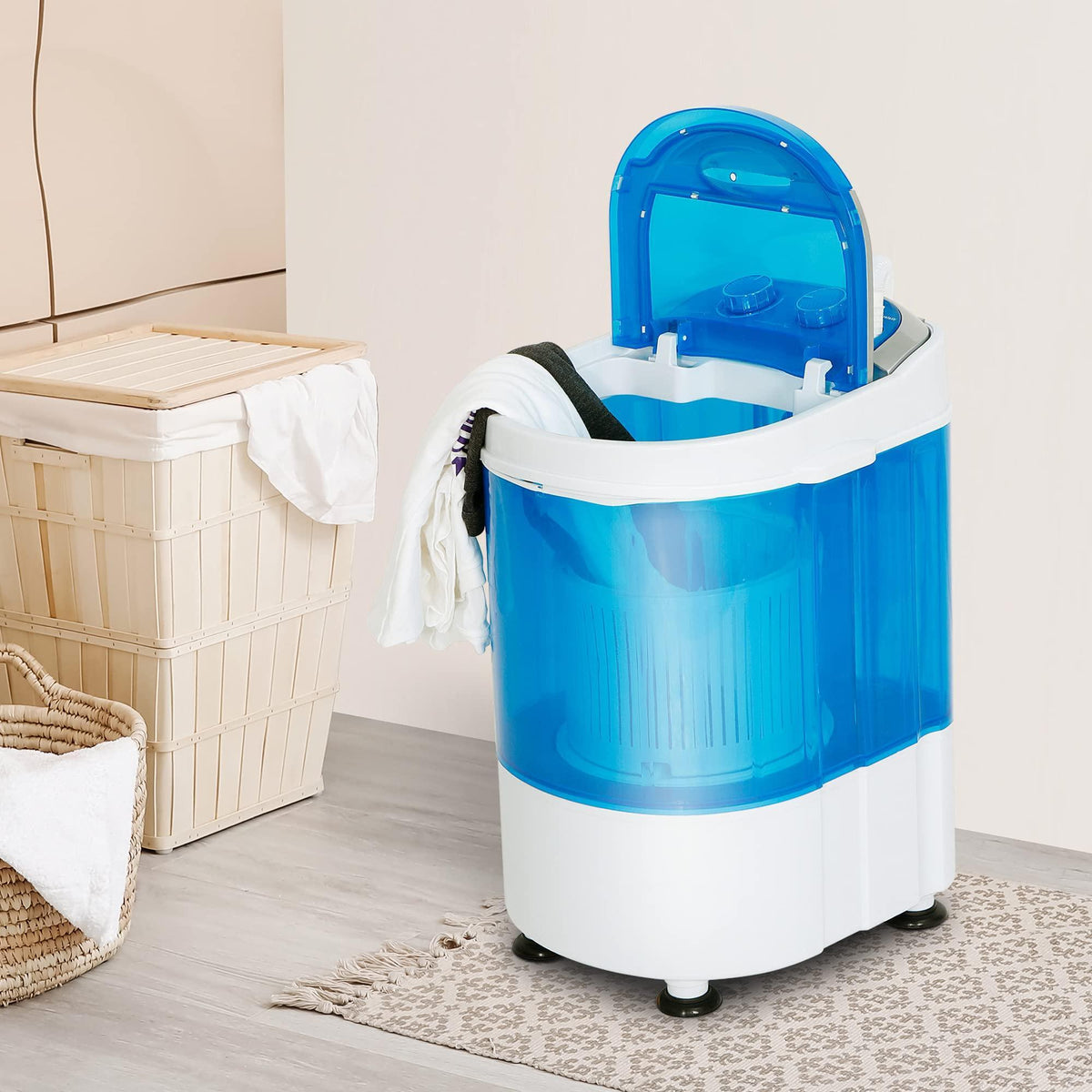 ZenStyle Portable Washer Compact Twin Tub 9.9 LB Mini Top Load Washing Machine Washer/Spinner w/ 6.57 FT Inlet Hose