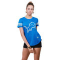 Ultra Game NFL Detroit Lions Womenss Soft Mesh Jersey Varsity Stripe Jock Tag Crew Neck Tee Shirt Top, Team Color, Medium