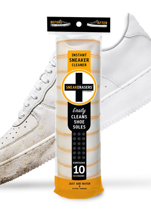 SneakERASERS Instant Sole and Sneaker Cleaner, Premium, Disposable, Dual-Sided Sponge for Cleaning & Whitening Shoe Soles (10 Pack)