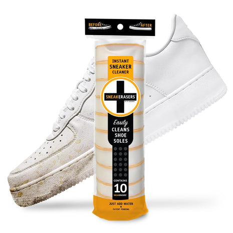 SneakERASERS Instant Sole and Sneaker Cleaner, Premium, Disposable, Dual-Sided Sponge for Cleaning & Whitening Shoe Soles (10 Pack)