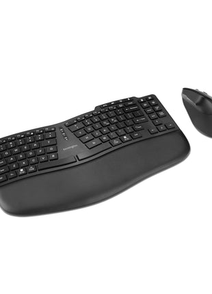 Kensington Pro Fit Ergo KM675 EQ Wireless Keyboard and Mouse, TKL Keyboard, Rechargeable Split Keyboard Ergonomic, Bluetooth & 2.4GHz up to 3 Device Connection, Programmable Keys, Black, K75492US