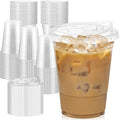 Dealusy 100 Pack - 16 oz Clear Plastic Cups with Lids, Sturdy & Food Safe Iced Coffee Cups with lids, Disposable Plastic Smoothie Cups for Cold Drinks, Sip Lids
