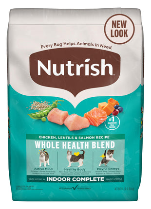 Nutrish Indoor Complete Chicken, Lentils & Salmon Recipe Dry Cat Food 14 lb. Bag, Packaging May Vary (Rachael Ray)