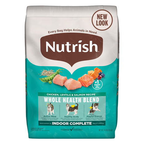 Nutrish Indoor Complete Chicken, Lentils & Salmon Recipe Dry Cat Food 14 lb. Bag, Packaging May Vary (Rachael Ray)