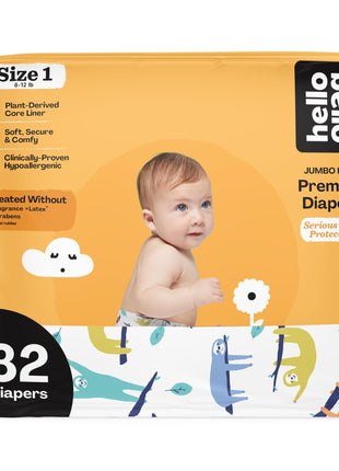 Hello Bello Premium Baby Diapers Size 1, 32 Count of Disposable, Extra-Absorbent, Hypoallergenic Baby Diapers with Snug and Comfort Fit, Sleepy Sloth