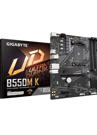 GIGABYTE B550M K AMD AM4 Micro-ATX Motherboard, Supports Ryzen 5000/4000/3000 Series Processors, DDR4, 3+3 Power Phase, 2X M.2, PCIe 4.0, USB 3.2 Gen 1, GbE LAN, Q-Flash