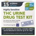 Exploro Highly Sensitive at Home Marijuana Drug Test Kit, THC Drug Test Kit Marijuana/Weed, THC Drug Test Urine, Easy Home Drug Test Marijuana/THC Substance Abuse, 15 THC Test Strips/Sticks, 50 ng/ml