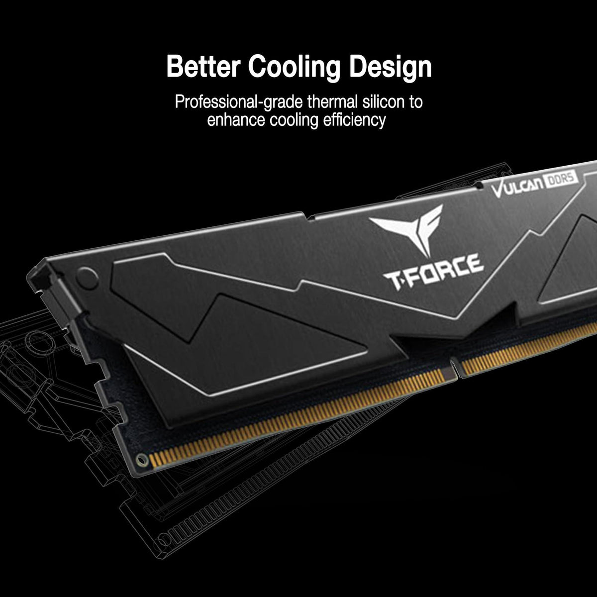 TEAMGROUP T-Force Vulcan DDR5 32GB (2x16GB) 6000MHz (PC5-48000) CL38 Desktop Memory Module Ram (Black) for Chipset 600 700 Series XMP 3.0 Ready - FLBD532G6000HC38ADC01