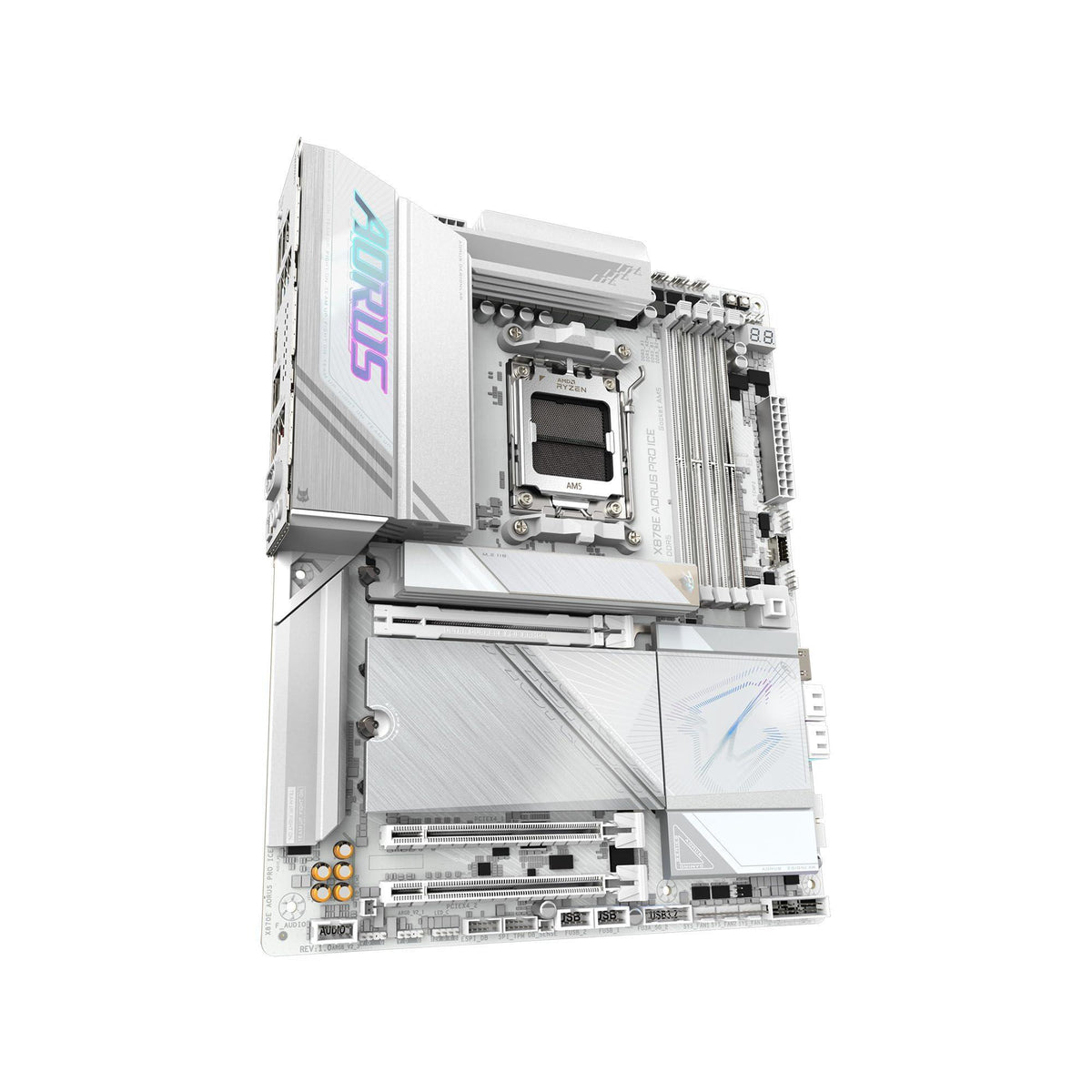 GIGABYTE X870E AORUS PRO ICE AMD AM5 LGA 1718 Motherboard, ATX, DDR5, 4X M.2, PCIe 5.0, USB4, WIFI7, 2.5GbE LAN, EZ-Latch, 5-Year Warranty