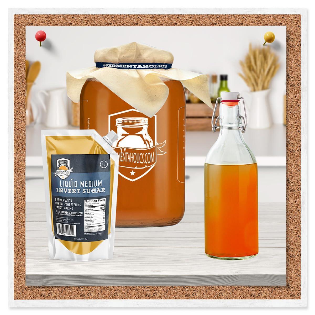 Fermentaholics Liquid Invert Sugar Syrup - Great For Fermentation, Baking, Sweetening, Candy Making, Ice Cream - 20 fl oz - Ferment Hard Seltzer - Inverted Sugar Syrup Resealable Easy Pour Spout (1)