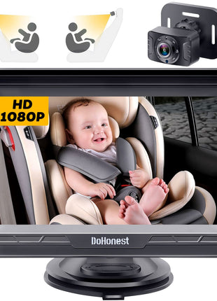 DoHonest Baby Car Camera HD 1080P - Rear-Facing Car Baby Monitor with Night Vision, Adjustable View Angle, Easy Setup, Anti-Glare Display, Safety for Kids & Infants
