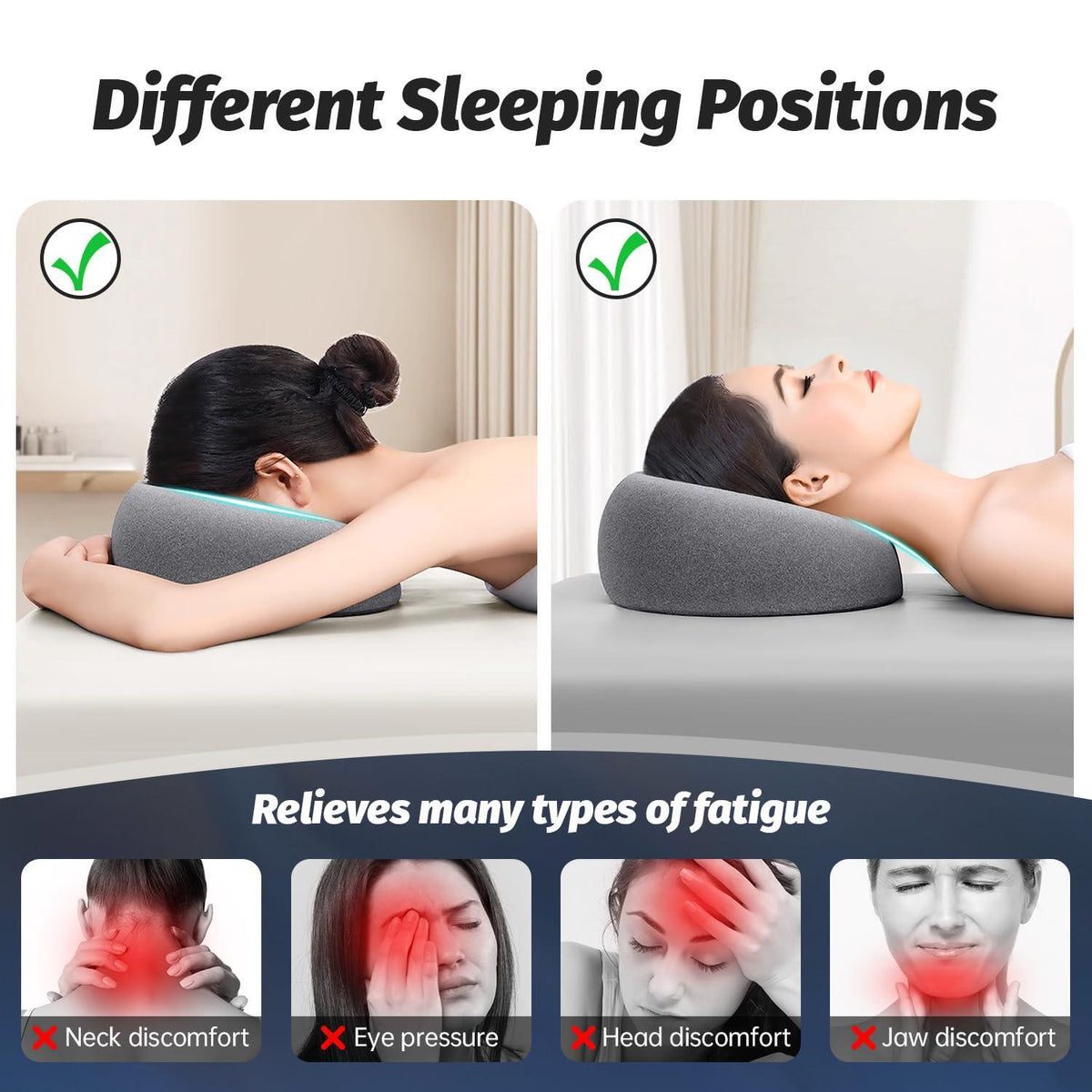 xiaomubiao Face Down Pillows Massage Pillow for Bed Headrest Prone Down Sleeping，Face Cradle，BBL Pillow After Surgery Post Eye Surgery Recovery & Vitrectomy Recovery Equipment Removable Cover Grey