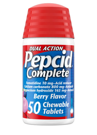 Pepcid Complete Acid Reducer + Antacid Chews, 10mg Famotidine, Berry, 50 Ct