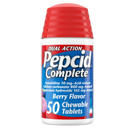 Pepcid Complete Acid Reducer + Antacid Chews, 10mg Famotidine, Berry, 50 Ct