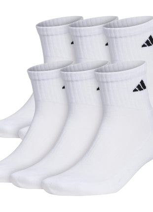 adidas Men's Socks, Athletic Cushioned Quarter 6-Pack, Ankle Fit with Arch Support, White/Black, Large