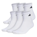 adidas Men's Socks, Athletic Cushioned Quarter 6-Pack, Ankle Fit with Arch Support, White/Black, Large