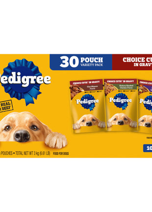 Pedigree Choice Cuts in Gravy Adult Soft Wet Dog Food 30-Count Variety Pack, 3.5 oz. Pouches