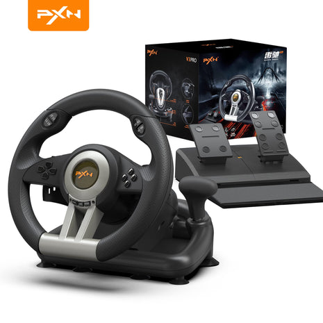 PXN Racing Wheel - Gaming Steering Wheel for PC, V3II 180 Degree Driving Volante Universal Usb Car Racing with Pedal for PC, PS4, PS3,Xbox Series X|S, Xbox One and Switch