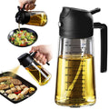 TrendPlain 16oz/470ml Glass Olive Oil Sprayer for Cooking – 2 in 1 Olive Oil Dispenser Bottle for Kitchen Gadgets and Air Fryer Accessories, Salad, BBQ - Black
