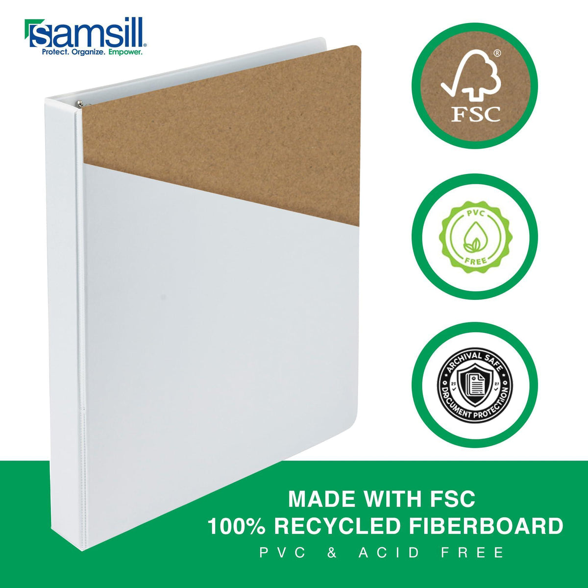 Samsill 1 Inch 3 Ring Binders, Made in USA, Economy Round Ring, Clear View Cover, 200 Sheet Capacity - for School, Home, Office - White, 12 Pack