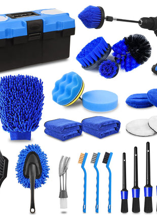 TTRCB 27Pcs Car Detailing Kit, Car Cleaning Kit, Car Detailing Brush Set, Drill Brush Set, Car Detailing Brushes, Car Wash Kit, Car Accessories, Car Cleaning Supplies for Interior, Exterior, Wheels