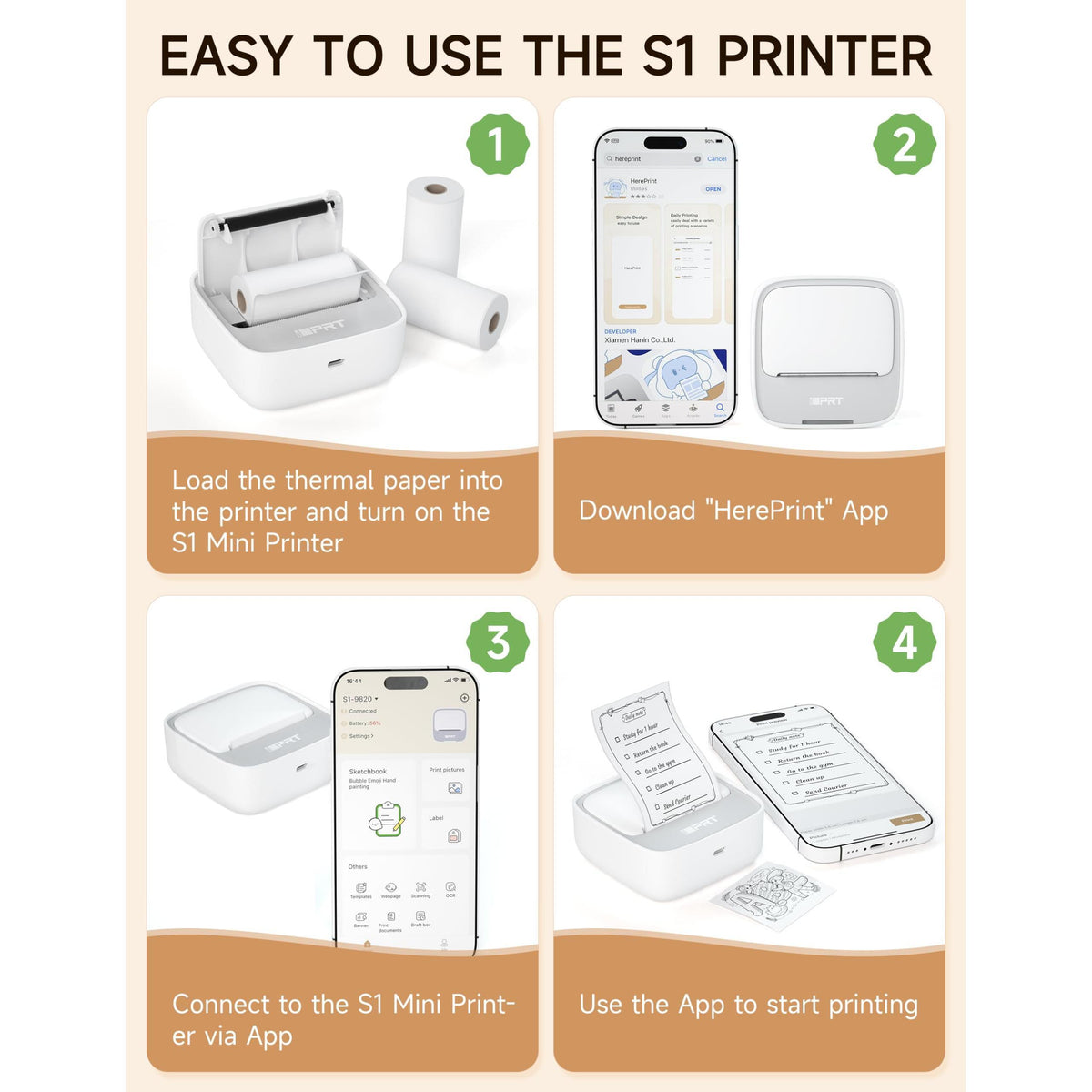 iDPRT Portable Sticker Maker Machine with 1 Roll Sticker Paper, Mini Printer Efficiently and Quickly, Thermal Printer for Study Notes, Pictures, DIY, Label, Free App with Multiple Templates, Grey