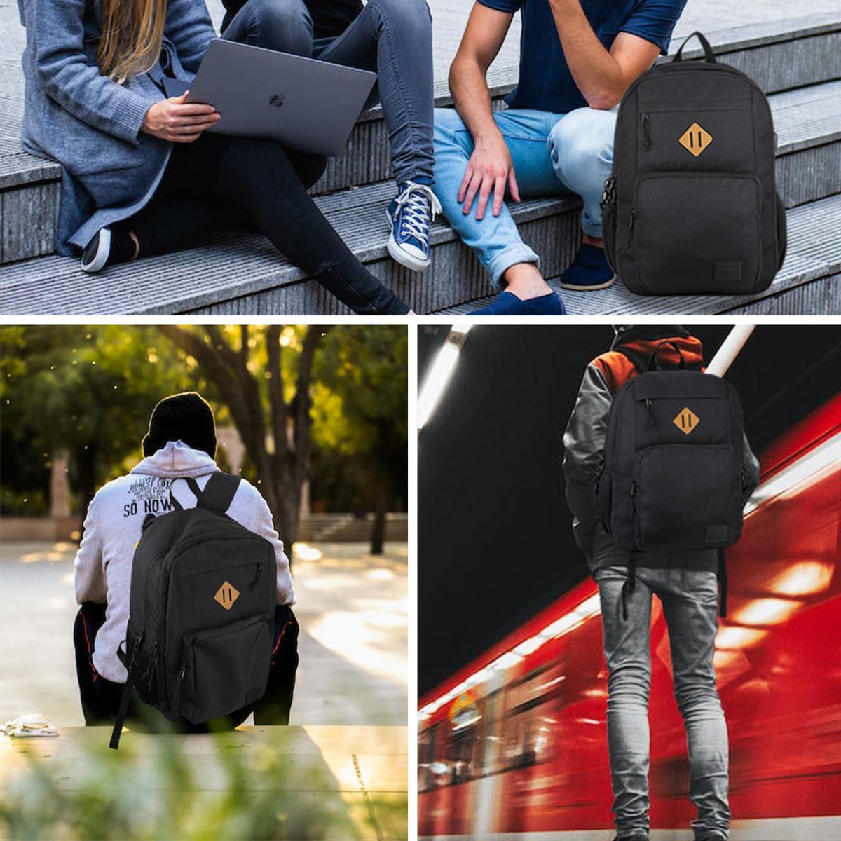 KEOFID Travel backpack for Men and Women, Anti Theft Laptop Backpack with USB Charging Port for Work, Large Bag for College, BLACK BOOK BAG FOR BOYS, GILRS Backpack,Water Resistent(Black)