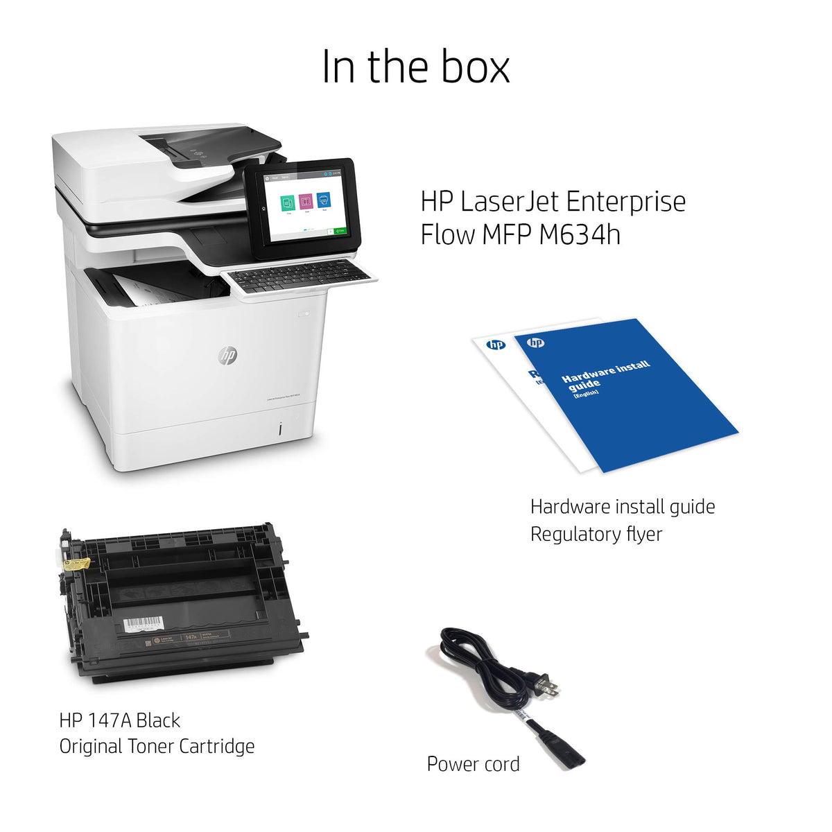 HP LaserJet Enterprise Flow MFP M634h Monochrome All-in-One Printer with built-in Ethernet & 2-sided printing (7PS95A), White