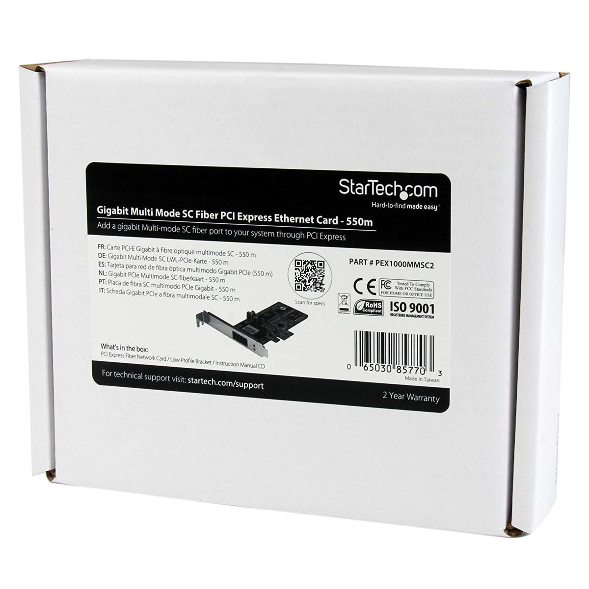 StarTech.com PCI Express (PCIe) Gigabit Ethernet Multimode SC Fiber Network Card Adapter NIC - 550m - PCIe GbE Fiber Optic Network Card, TAA (PEX1000MMSC2)