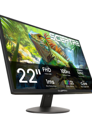 New! Sceptre 22 inch Prime Monitor 100+Hz 100% sRGB HDMI x2 VGA Build-in Speakers, Machine Black 2026 (E225W-19203R Series)