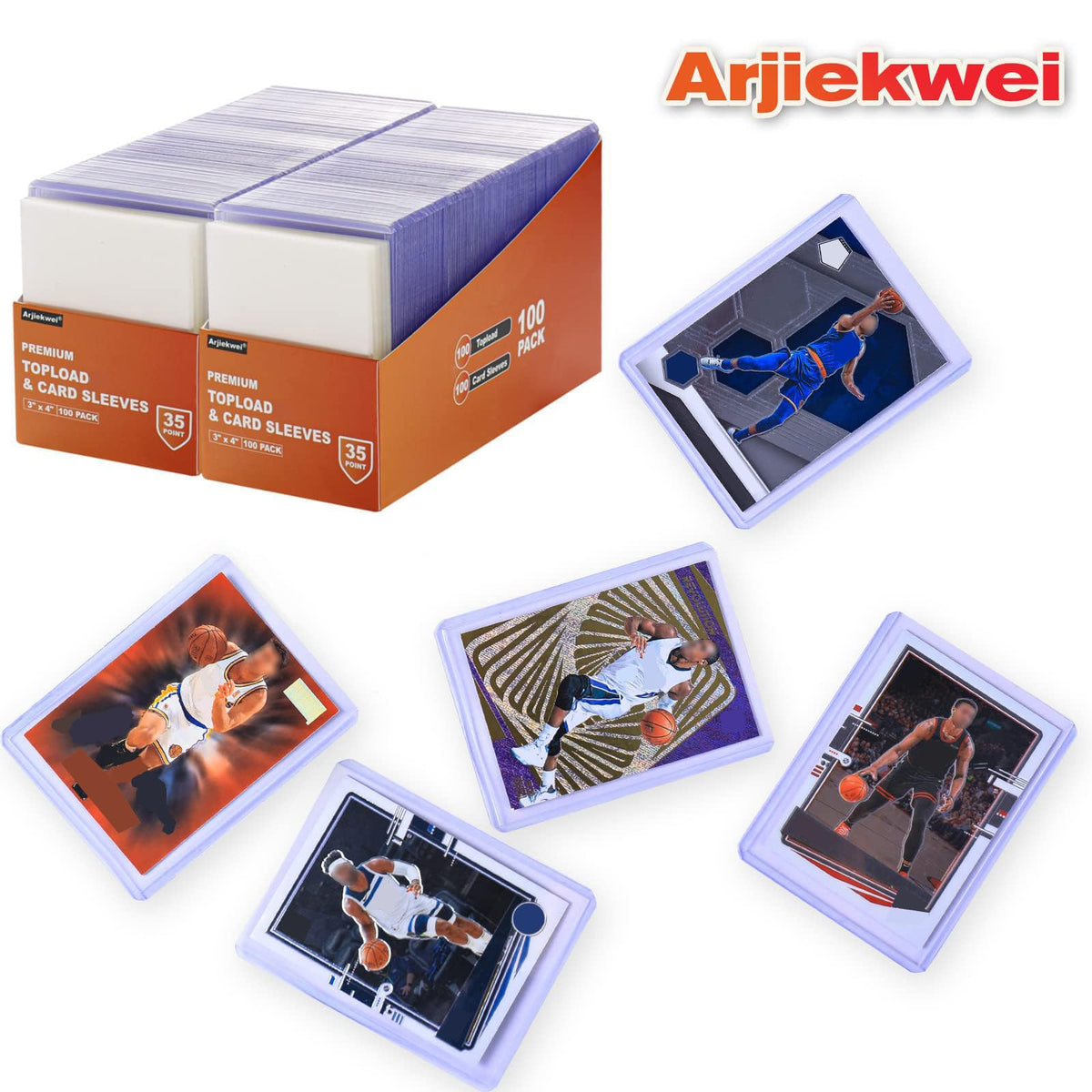 400 Card Sleeves Top Loaders for Cards, Arjiekwei 3"X4" Baseball Cards Protectors Hard Plastic, Premium Toploaders Holder for Trading Sports Football Game Card(200 Top Loaders + 200 Penny Sleeves)