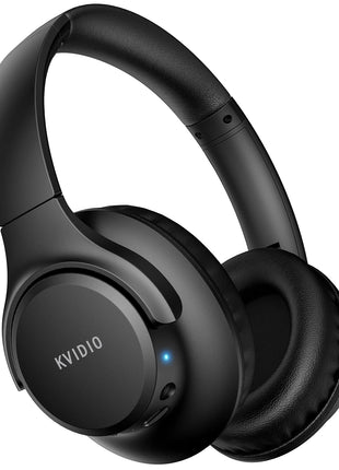 KVIDIO Bluetooth Headphones Over Ear, 65 Hours Playtime Wireless Headphones with Microphone, Foldable Lightweight Headset with Deep Bass, HiFi Stereo Sound Low Latency for Travel Work Cellphone