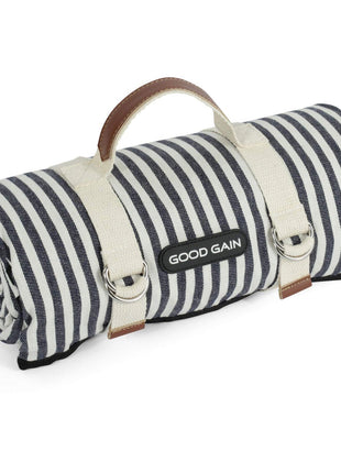 G GOOD GAIN Waterproof Picnic Blanket Portable with Carry Strap for Beach Mat or Family Outdoor Camping Party (Navy Blue)