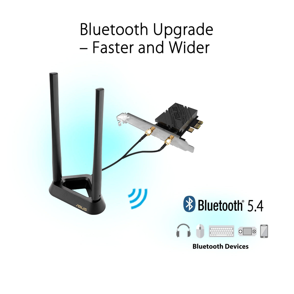 ASUS PCE-BE92BT WiFi 7 PCI-E Adapter with 2 External Antennas. Supporting 6GHz Band, 320MHz, Bluetooth 5.4, WPA3 Network Security, OFDMA and MU-MIMO, only Compatible with Intel motherboards