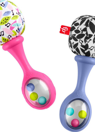 Fisher-Price Newborn Toys Rattle 'n Rock Maracas, 2 Soft Musical Instruments for Developmental Play Babies Ages 3+ Months, Pink & Purple