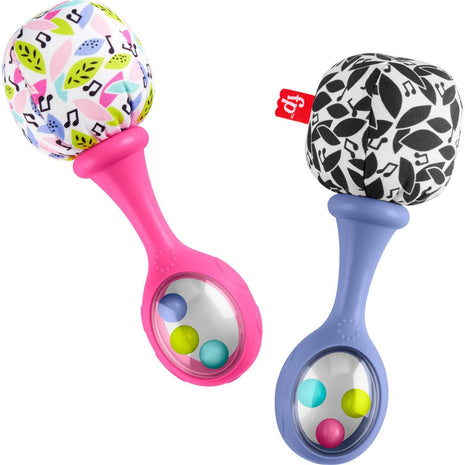 Fisher-Price Newborn Toys Rattle 'n Rock Maracas, 2 Soft Musical Instruments for Developmental Play Babies Ages 3+ Months, Pink & Purple
