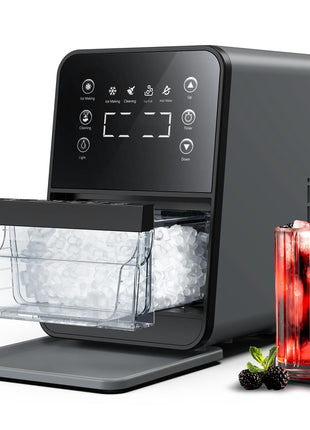 ecozy Nugget Ice Maker Countertop, Intuitive EcoScreen, 40lbs/24H Chewable Pebble Ice, 3lb Pull-Out Basket, Self-Cleaning, One-Touch Timer – Perfect for Home, Drinks & Cocktails