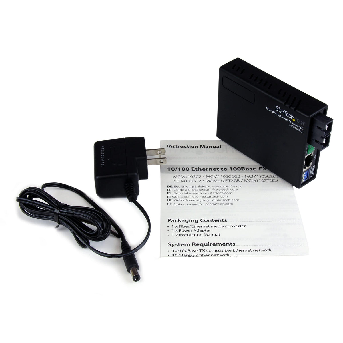 StarTech.com Multimode (MM) SC Fiber Media Converter for 10/100Mbps Network - Ethernet to SC MM Fiber Media Converter - 2 km / 1.2 m, TAA (MCM110SC2)
