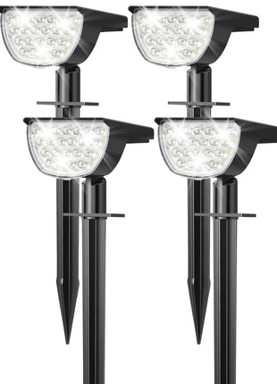 Solar Lights Outdoor Waterproof IP65, Solar Powered 76 LED 3 Lighting Modes Solar Spot Lights Outdoor for Yard Garden Landscape Pathway (Cool White, 4 Pack)