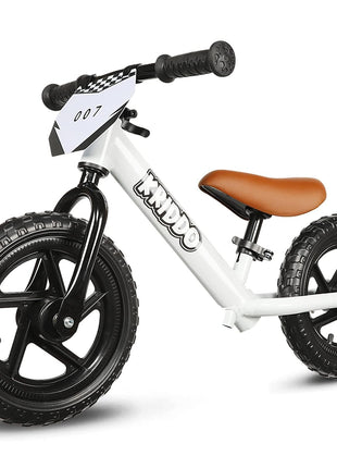 KRIDDO Balance Bike 2 Year Old, Tool-Free Adjustable Toddler Bike | Easy to Assemble, Personalized Plate with 3 Sticker Sets, White, 2 Year Old Boy Birthday Gift