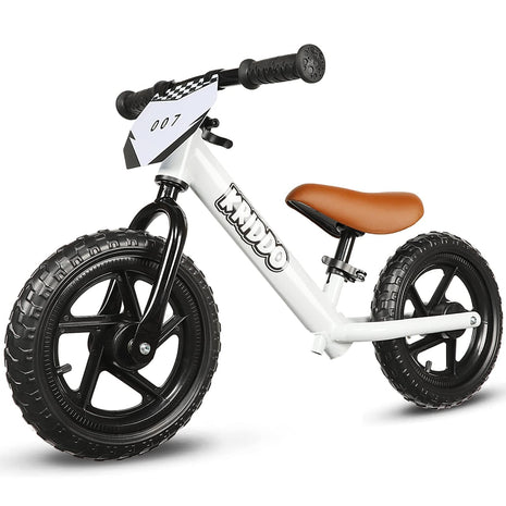 KRIDDO Balance Bike 2 Year Old, Tool-Free Adjustable Toddler Bike | Easy to Assemble, Personalized Plate with 3 Sticker Sets, White, 2 Year Old Boy Birthday Gift