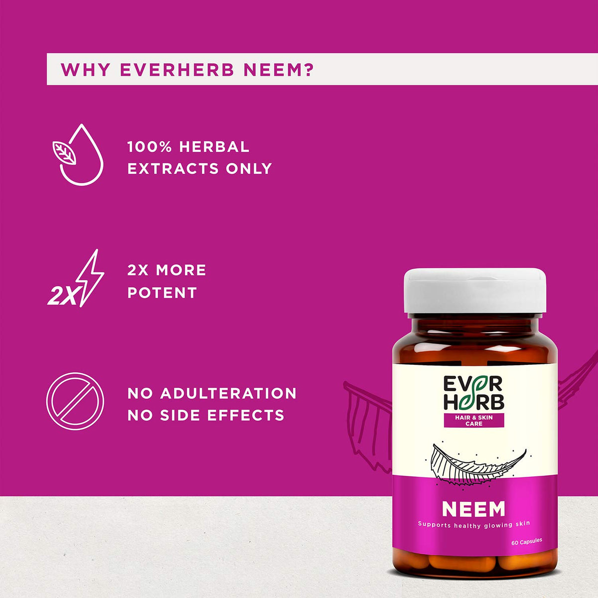 Everherb Neem - Immunity Booster - Skin & Body Detoxifier - Bottle Of 60