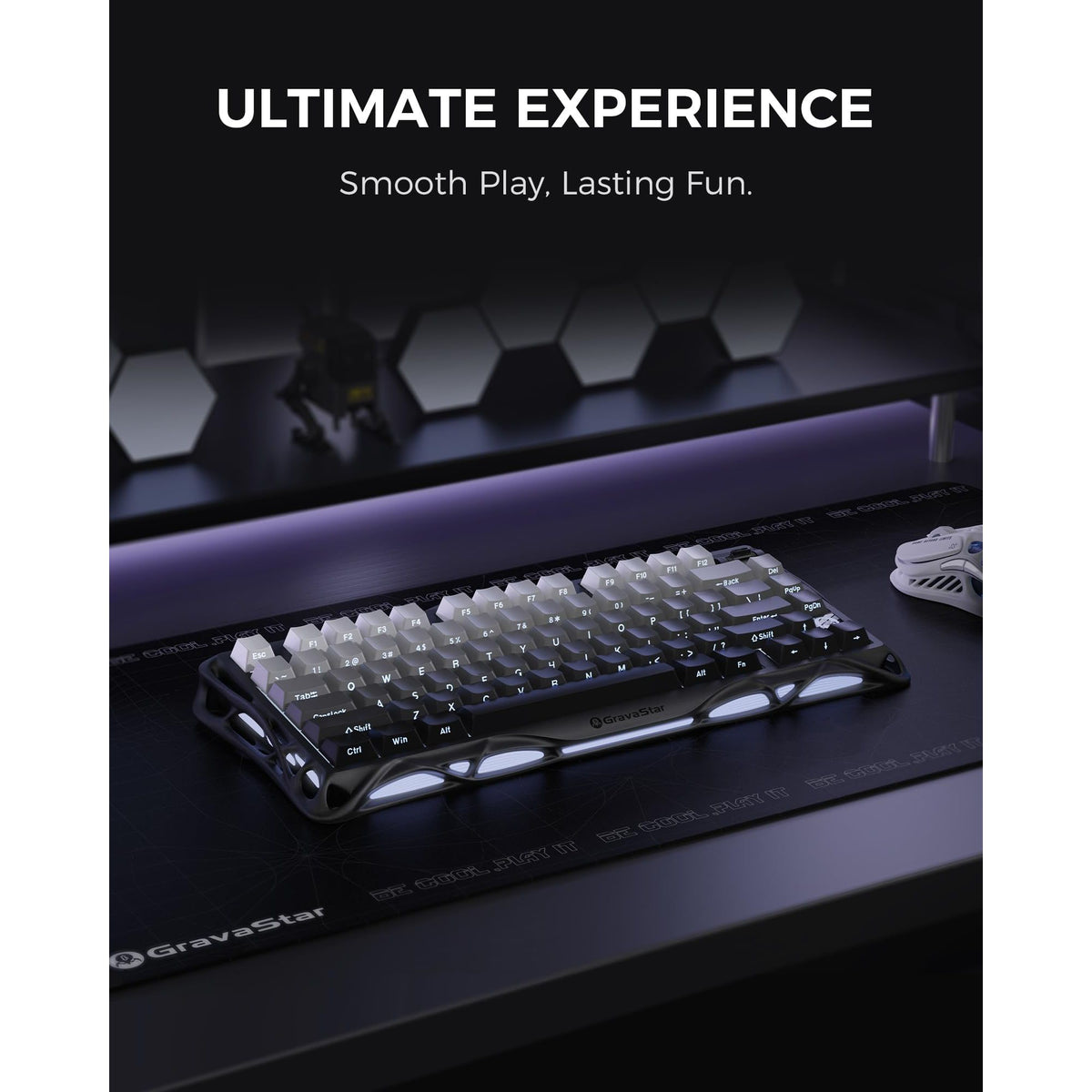 GravaStar Mercury K1 75% Wireless Mechanical Gaming Keyboard, Aluminum Alloy, Gasket Compact Custom Keyboard Hot-Swap Socket, Linear Switches, RGB Backlit - Gradient Black
