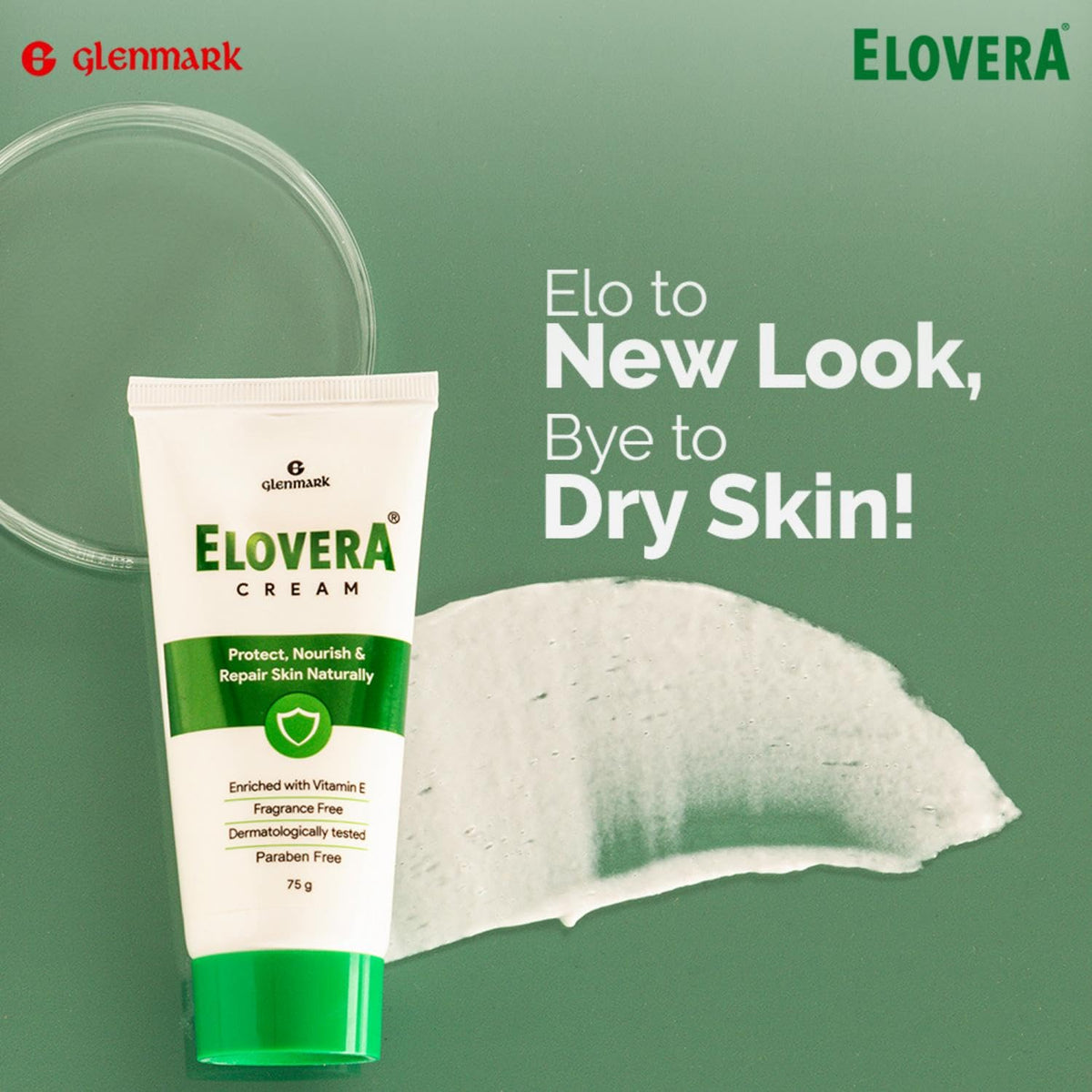 Elovera Moisturising Cream 75g | For Dry Skin | with Aloe Vera & Vitamin E | Protects, Nourishes and Repairs Skin | Paraben Free | Fragrance Free